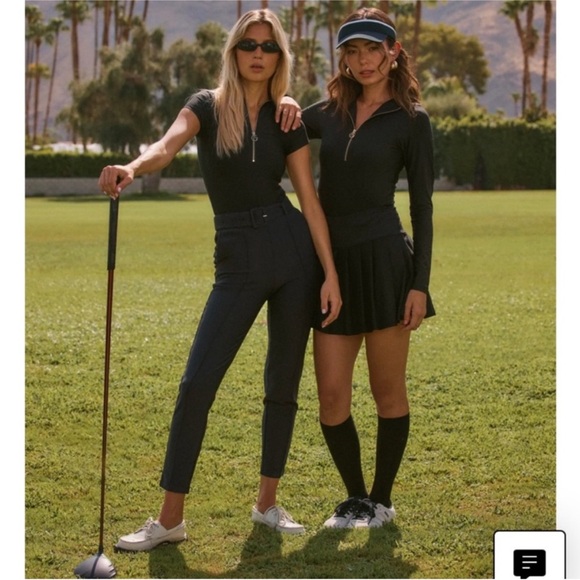 Goldie Byrd Belted Hybrid Pants Golf Straight leg high waist Black Medium NWT - Picture 3 of 14